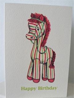 candy stripe horsebirthday card by cowboys & custard