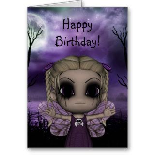 Cute Fun Gothic Fairy Happy Birthday 1 Greeting Cards
