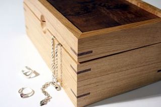 oak and walnut jewellery or memory box by stephen morris furniture