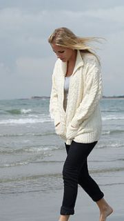 women's hand knitted zip cable cardigan by lily & albert
