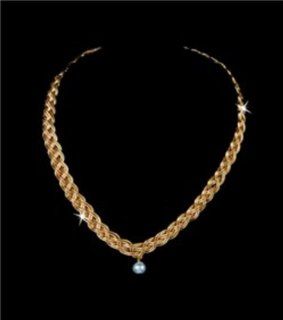 Woven Wire 18 Inch Pearl Drop Necklace Jewelry Kits   1PK/Gold