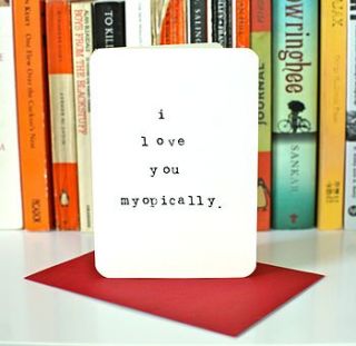 'myopic love' anti romance card by mardy mabel