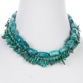 Studio Barse 3 Strand Turquoise Chip, Nugget and Bead Sterling Silver 18" Neckl