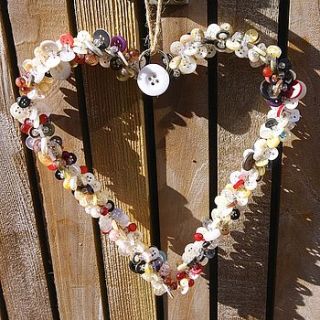 button heart hanging decoration by london garden trading
