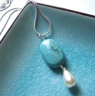 gemstone and vintage pearl pendant necklace by jo and jack jewellery