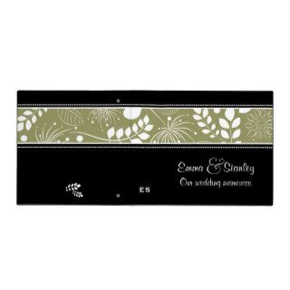 Black olive green floral border wedding binder