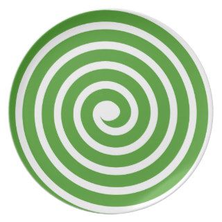 Spiral   Avocado Green and White Plate