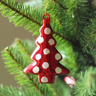 red polka dot tree decoration by ella james