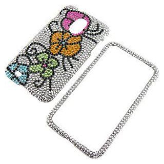 Rhinestones Protector Case Samsung Galaxy S II Epic 4G Touch D710 (Sprint & US Cellular) Silver Hawaii Flowers Full Diamond Cell Phones & Accessories