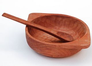fair trade wooden round bowl with spoon by alter native life