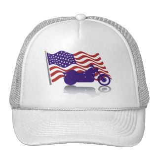 Harley Silhouette On American Flag Hat