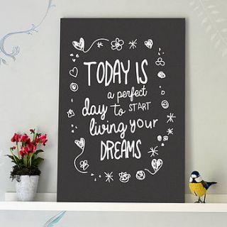 'living your dreams' typography print by oakdene designs