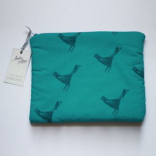 cosmetics and travel bag with bird print by amber elise prints