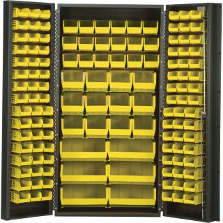 Quantum Storage Cabinet With 132 Bins — 36in. x 24in. x 72in. Size, Yellow  Storage Bin Cabinets