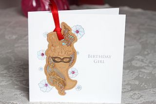 special 'birthday girl' wooden card by white mink