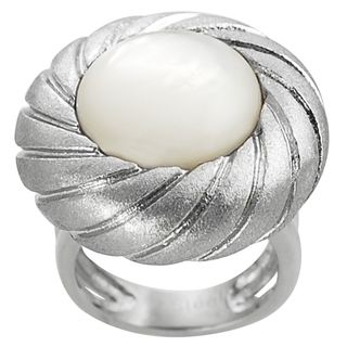 Journee Collection Stainless Steel Mother of Pearl Satin Finish Ring Journee Collection Fashion Rings