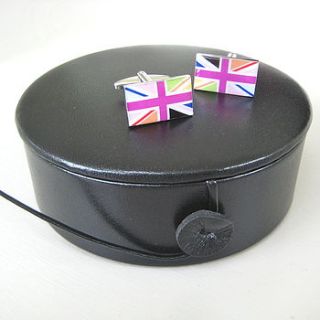 leather round trinket / cufflink case by chapel cards