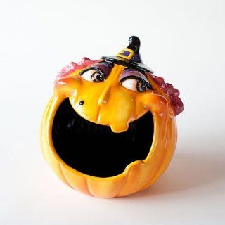 Laughing WITCH ceramic candy container Halloween Decor   Collectible Figurines