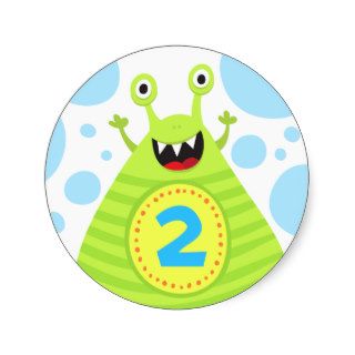 Funny monster second birthday stickers for kids