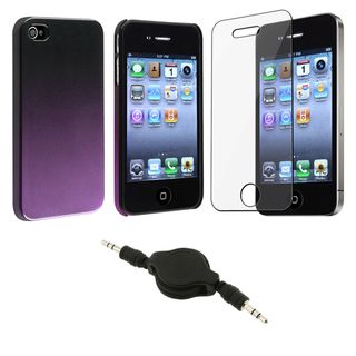 Purple Case/ Screen Protector/ Audio Cable for Apple iPhone 4S Eforcity Cases & Holders