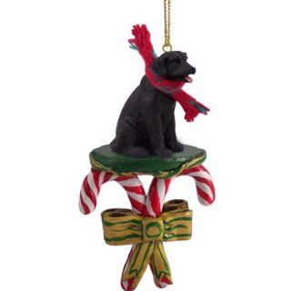 Black Lab Candy Cane Christmas Ornament   Decorative Hanging Ornaments