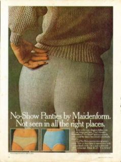 No Show Panties by Maidenform. Not seen in all the right places. Ad 1978 Entertainment Collectibles