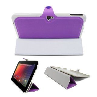 Fosmon OPUS Series Leather Slim Case Folio Cover with Multi Angle Stand for Google Nexus 10 inch Tablet   Purple Computers & Accessories
