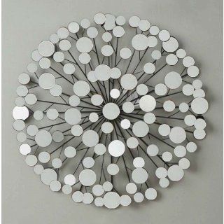 Graphics International Metal Wall Dcor with Circular Mirror, Silver Bread Plates Kitchen & Dining