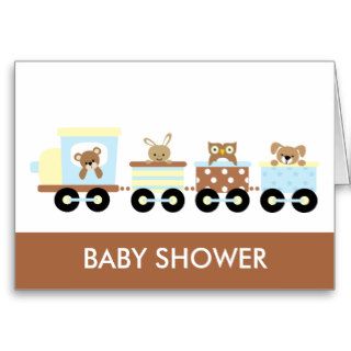 Animal Toy Train Baby Shower Notecards Card