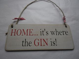 home… it's where the gin is vintage wood sign by maggi wood art signs