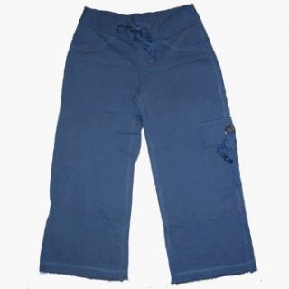 Girls Plus Size Knit Cargo Capris Pants, Large, Blue Clothing