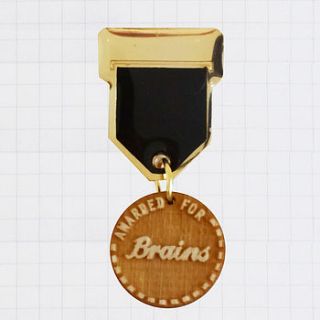 'brains' champ badge brooch by wue