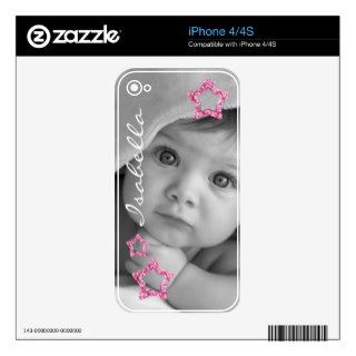Cute Stars Baby Name and Photo Skin Decals For The iPhone 4
