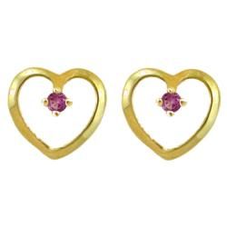 10k Gold Petite Designer June Birthstone Rhodolite Heart Earrings Gemstone Earrings
