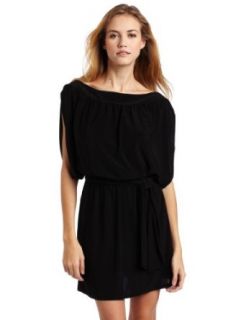Just For Wraps Women's Dolman Cold Shoulder Dress with Tie, Black, Small