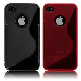 Cbus Wireless Two S Line Flex Gel Cases / Skins / Covers for Apple iPhone 4S / iPhone 4   Black, Red Cell Phones & Accessories