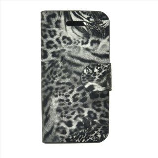 Generic Grey Chic Leopard Prints Leather Flip Case Cover for Apple iPhone 5 5g Cell Phones & Accessories