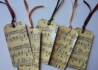 vintage musical gift tags set of 5 by möa design