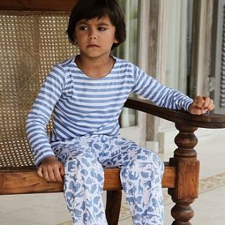 safari striped t shirt pyjamas by em&lu