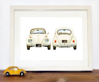 personalised vw beetle car print by amanda hancocks