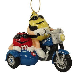 Yellow & Red M&M's Candy On Motorcycle Christmas Ornament   Christmas Ball Ornaments