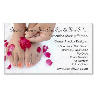 Pretty Fuchsia Pink Rose Pedicure Salon Business Card Templates