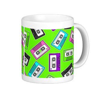 Retro 80"s Mixtape Print   Green Background Coffee Mug