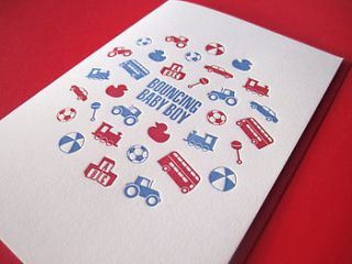 new baby boy letterpress card by lovat press