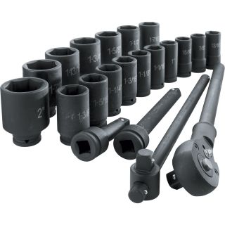 Klutch Jumbo Ratchet and Impact Sockets — 3/4in. Drive, 21-Pc. Set, Deep  3/4in. Drive SAE Sets