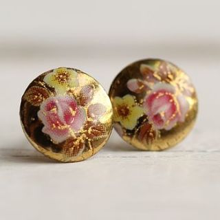 pink rose stud earrings by silk purse, sow's ear