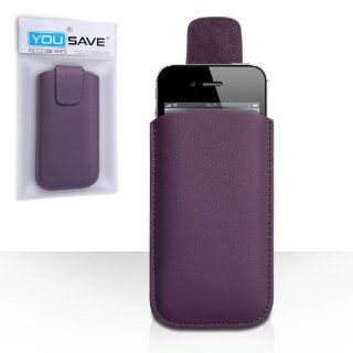 iPhone 5C Case Purple Lychee Leather Pouch Cover Cell Phones & Accessories