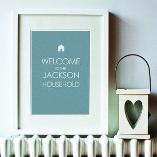 welcome to the household print personalised by papercuts by cefuk