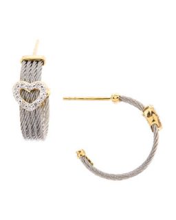 Diamond Heart Cable Hoop Earrings