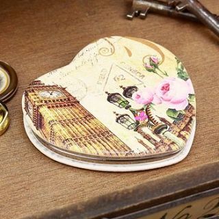 vintage rose heart compact mirror by lisa angel homeware and gifts